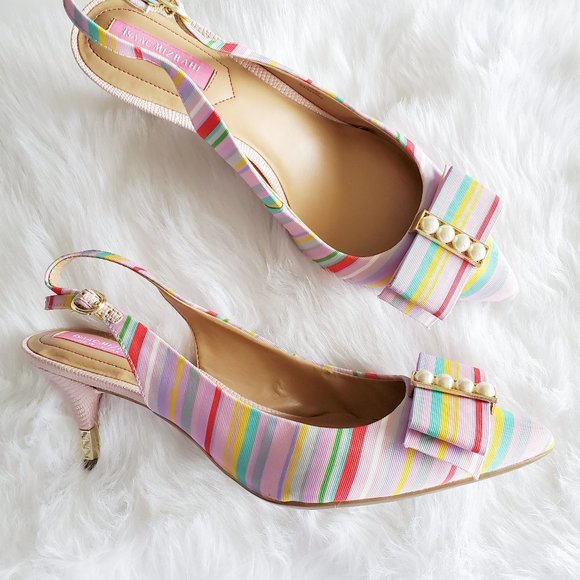 Isaac Mizrahi Ismiro Kitten Slingback Heel Bow 7.5
